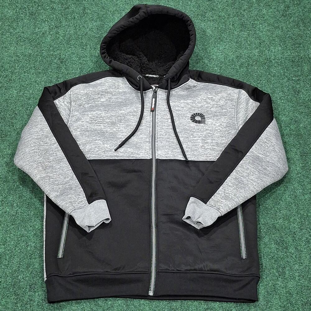Akademiks Full Zip Hoodie Jacket Mens 3XL Gray Black Colorblock Sweatshirt.